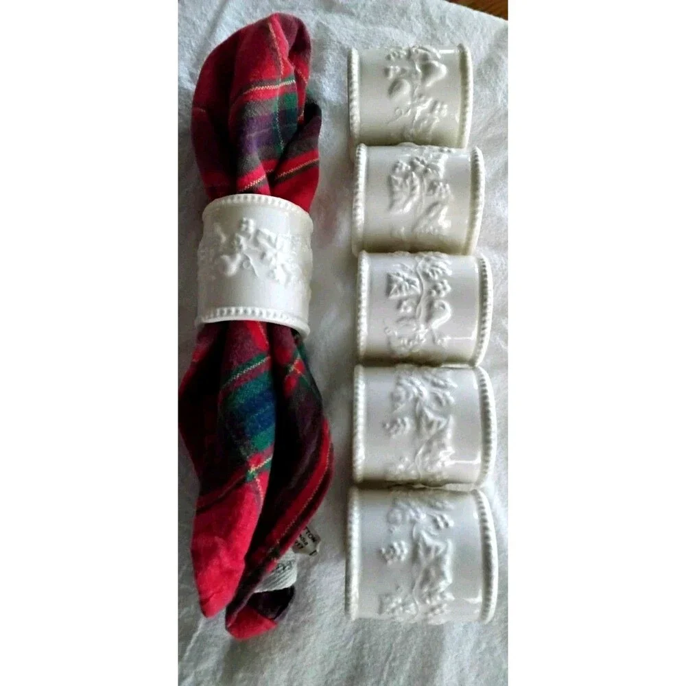 Martha Stewart Ceramic Napkin Rings Festive Grapes Set Of Six